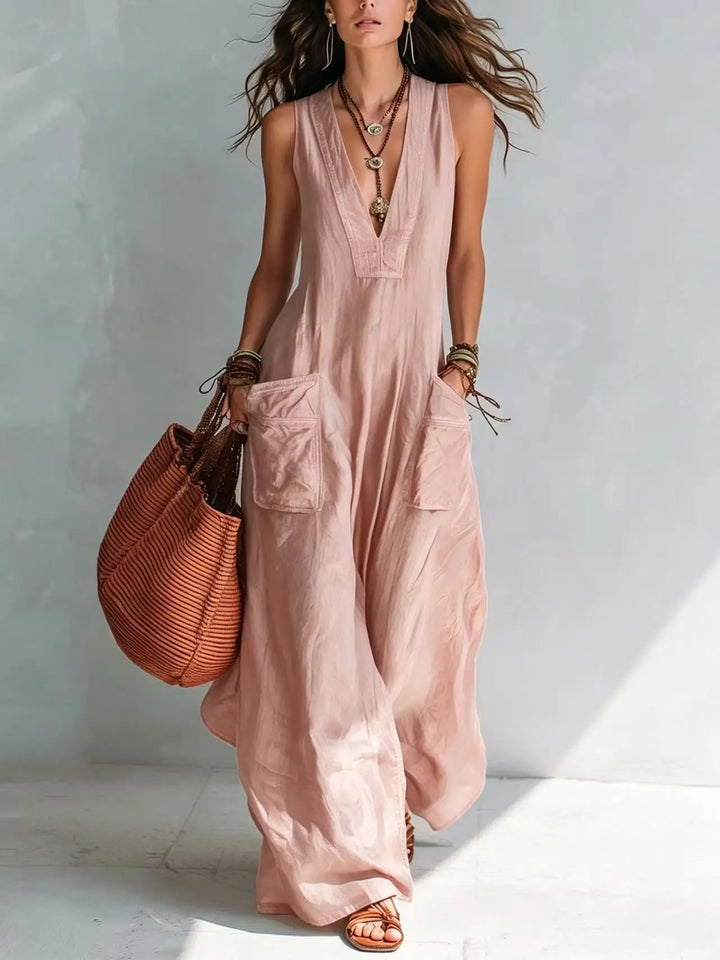 Eva | Long bohemian jumpsuit with V-neck