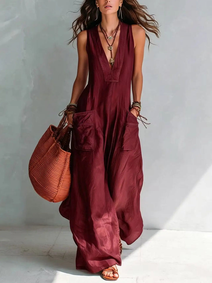 Eva | Long bohemian jumpsuit with V-neck