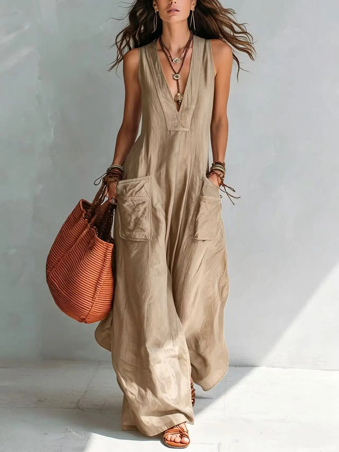 Eva | Long bohemian jumpsuit with V-neck