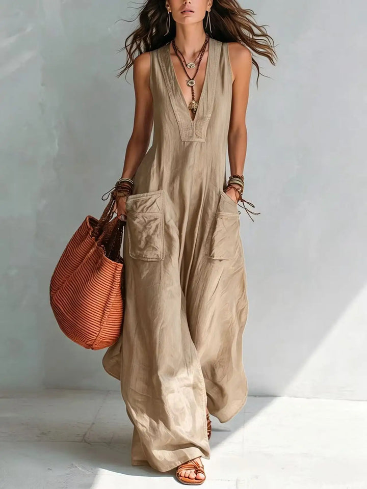 Eva | Long bohemian jumpsuit with V-neck