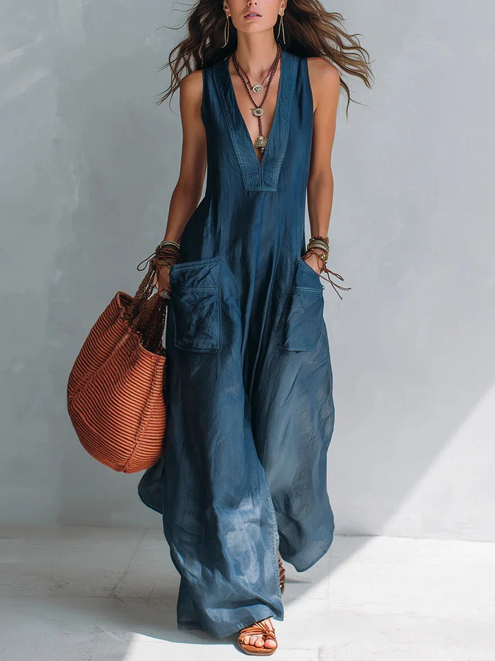 Eva | Long bohemian jumpsuit with V-neck
