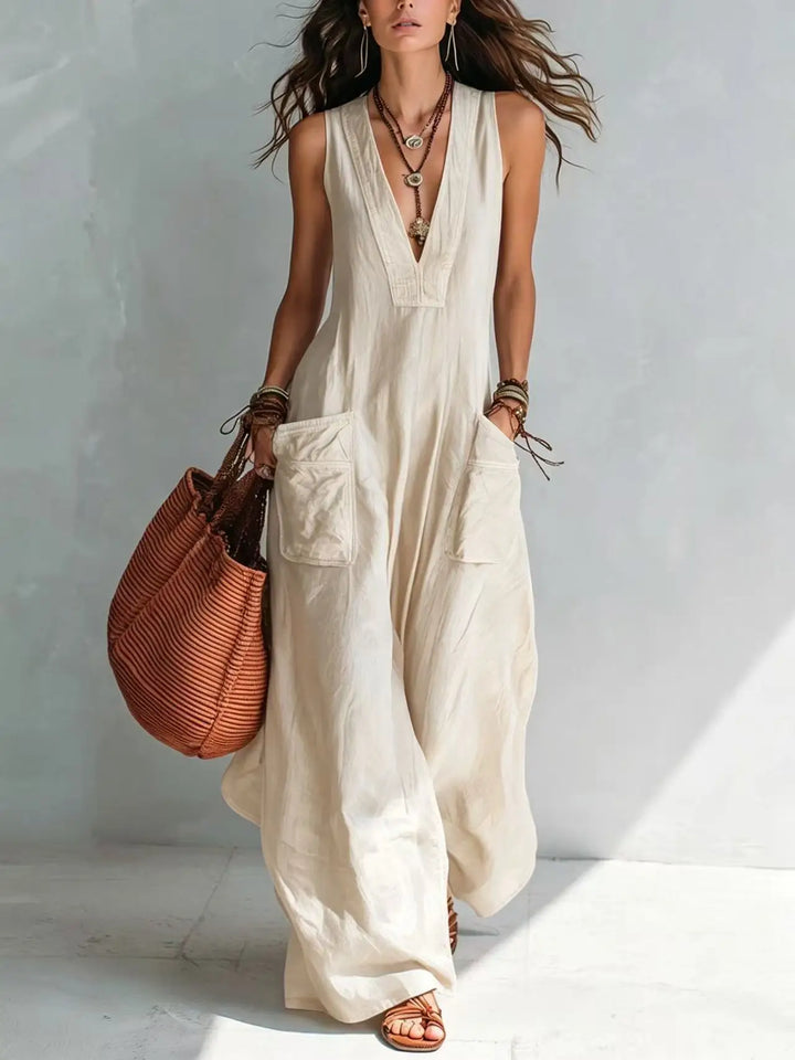 Eva | Long bohemian jumpsuit with V-neck