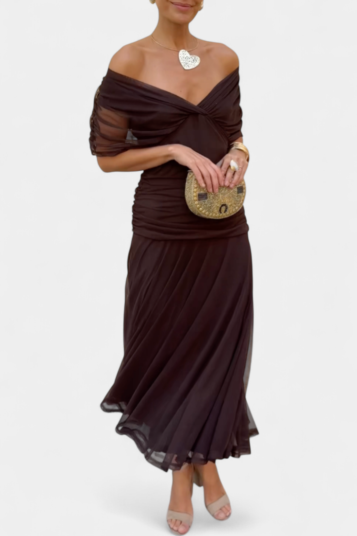 Cecilia - Long off shoulder chiffon dress