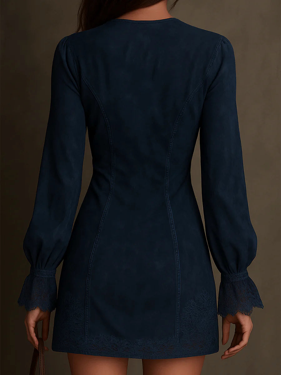 Evelyn - Blue Tunic with Embroidery and Zip