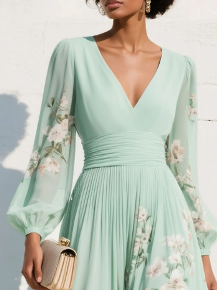 Cisella | light green midi dress with floral print
