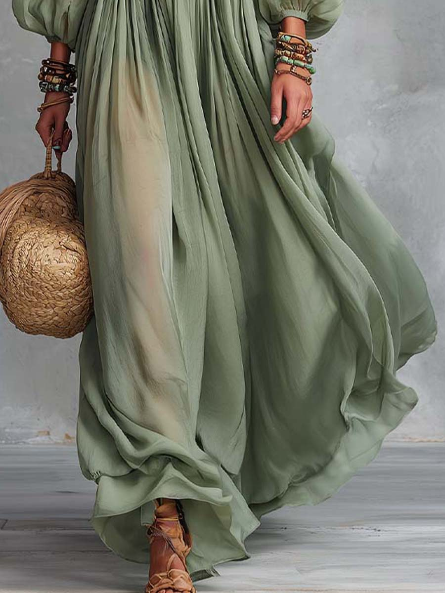Julia | Long bohemian-style dress with floral print