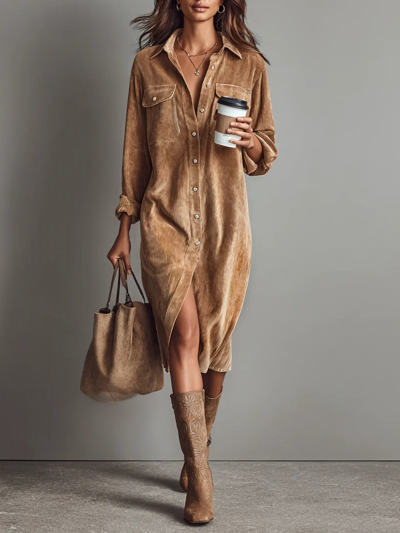 Clara - Corduroy Midi Dress