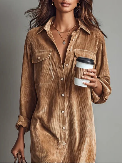 Clara - Corduroy Midi Dress