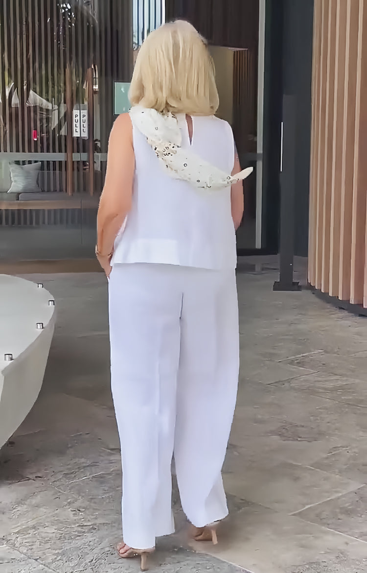 Trinidad™ | White Set Blouse and Wide-Leg Pants