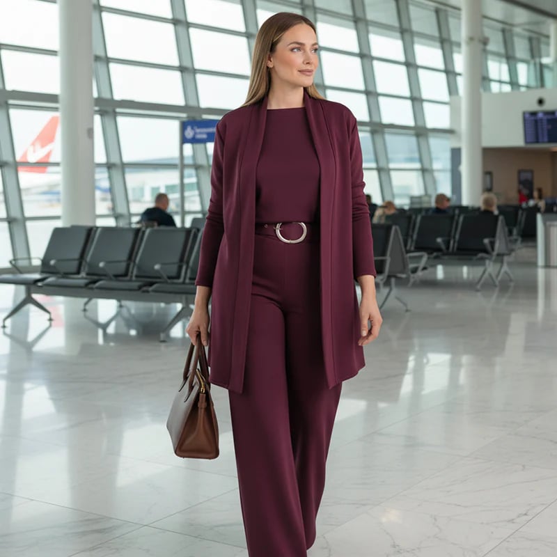 Alice - Elegant three piece set consisting of a long cardigan, a top and trousers