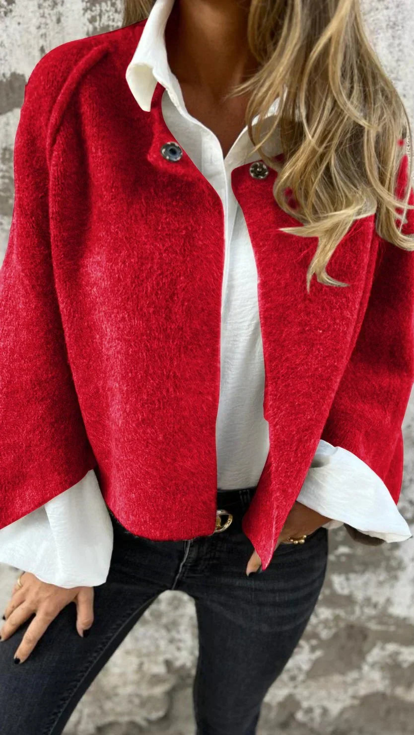Celeste™ - Wool Coat with Round Collar and Long Sleeves