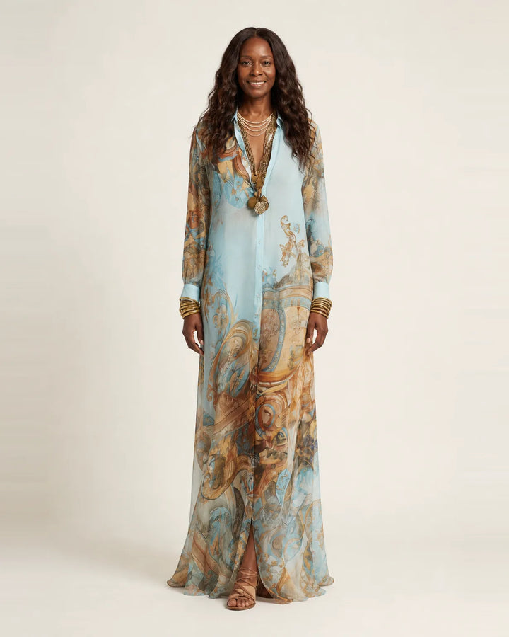 Lanie | Silk Maxi Shirt Dress