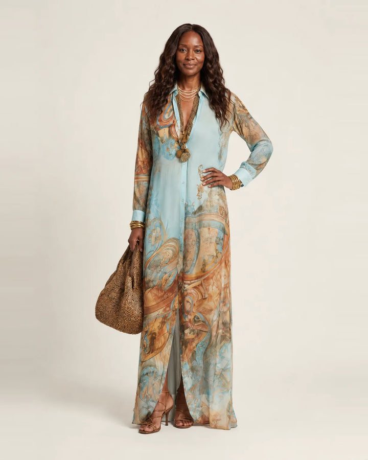 Lanie | Silk Maxi Shirt Dress