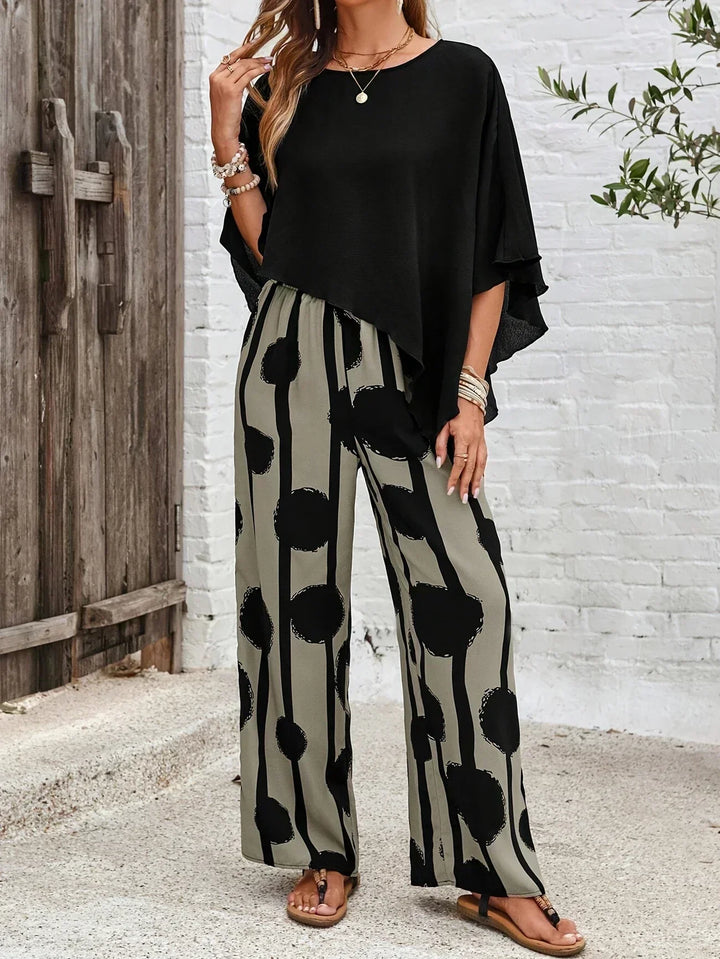 Valeriana™ | Asymmetric Top and Boho Pants Set