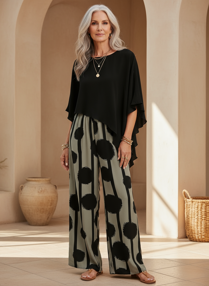 Valeriana™ | Asymmetric Top and Boho Pants Set