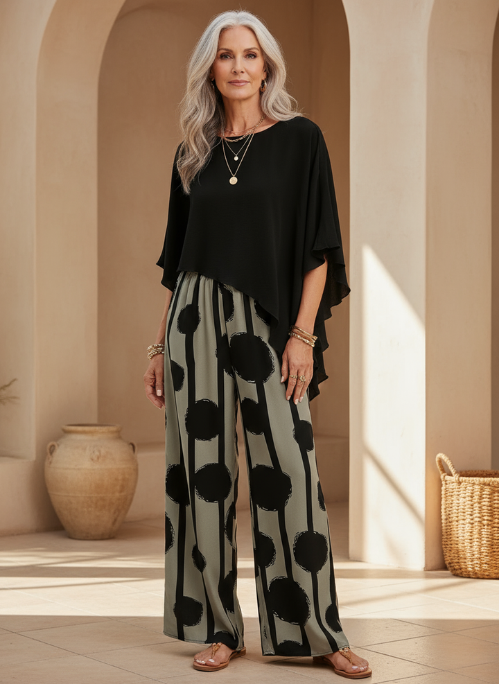 Valeriana™ | Asymmetric Top and Boho Pants Set