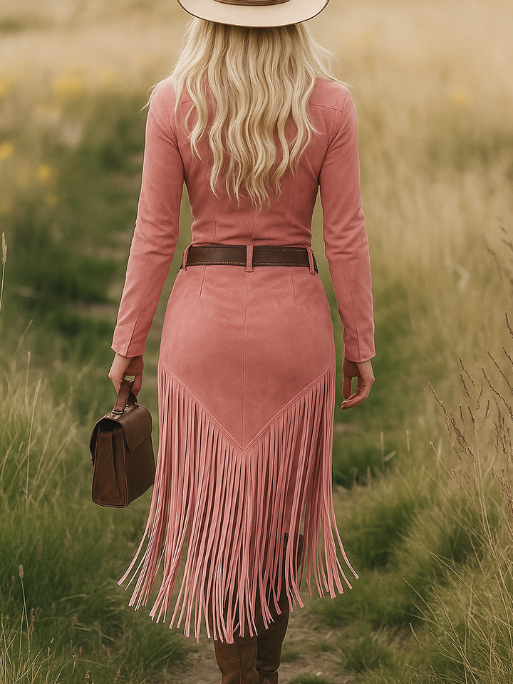Victoria - Suede Dress with Fringes