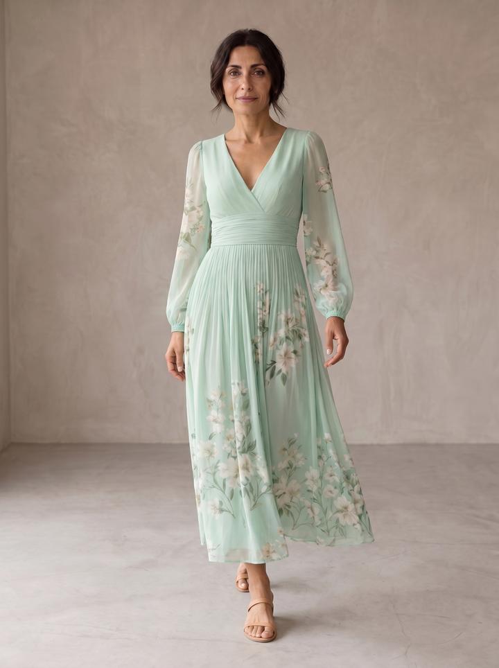 Cisella | light green midi dress with floral print