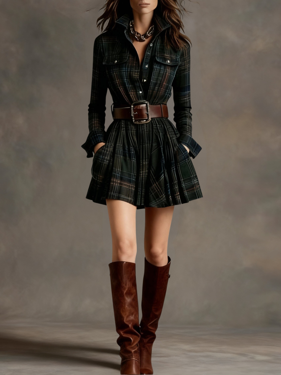Bárbara · Short Check Shirt Dress