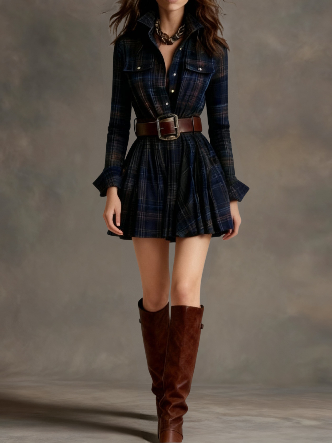 Bárbara · Short Check Shirt Dress