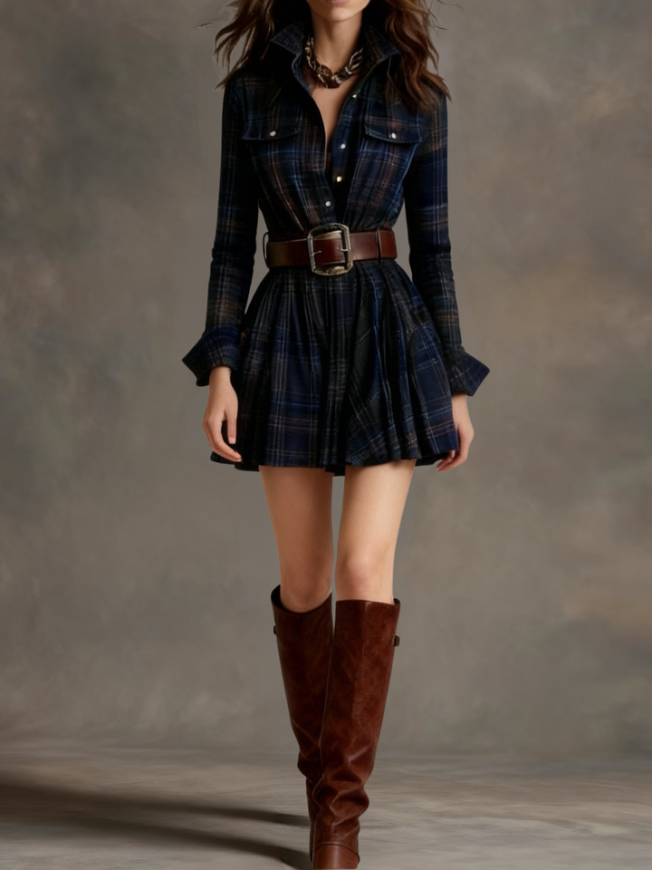 Bárbara · Short Check Shirt Dress