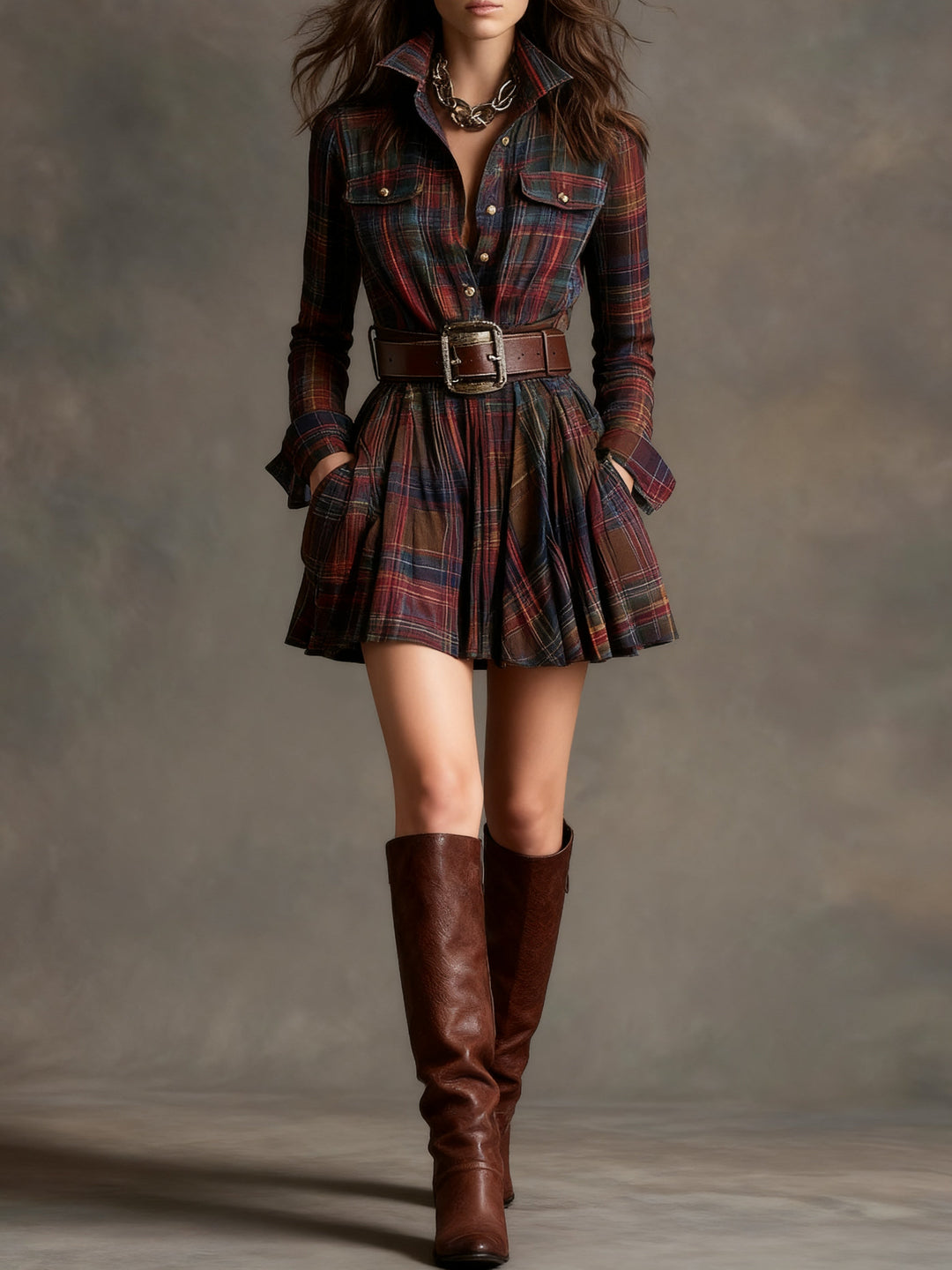 Bárbara · Short Check Shirt Dress