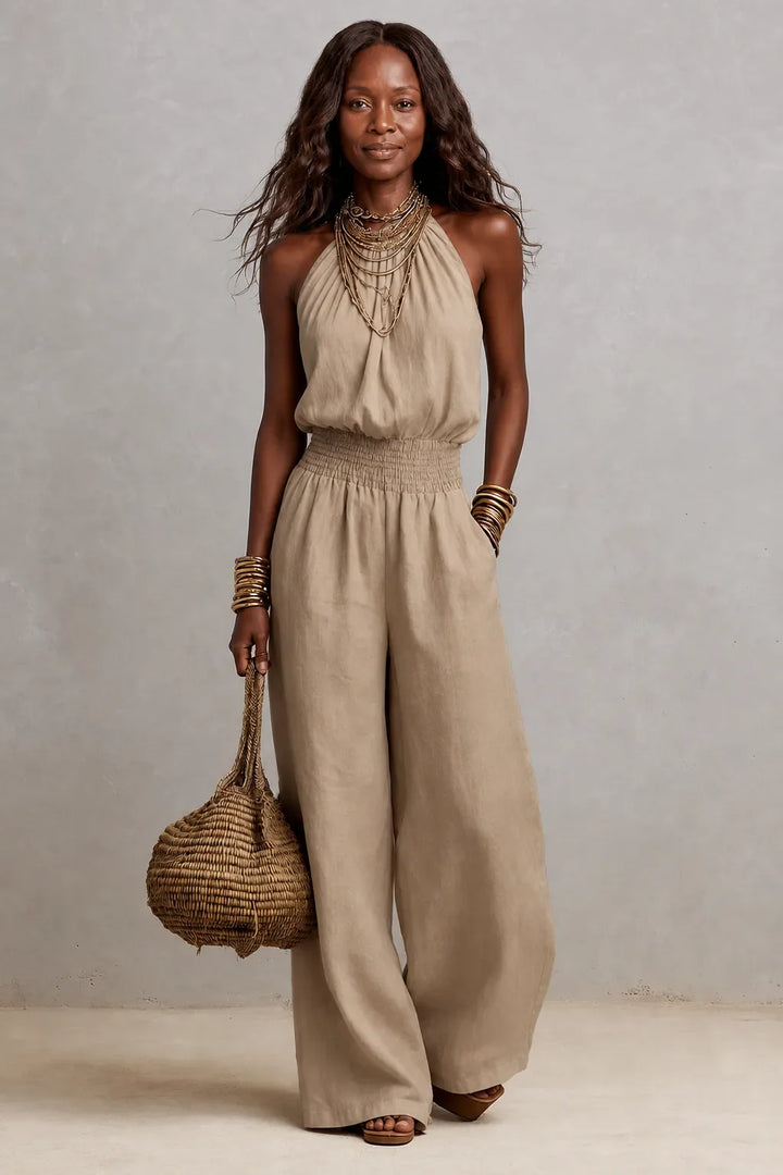 Camille | Effortless Halter Wide-Leg Jumpsuit