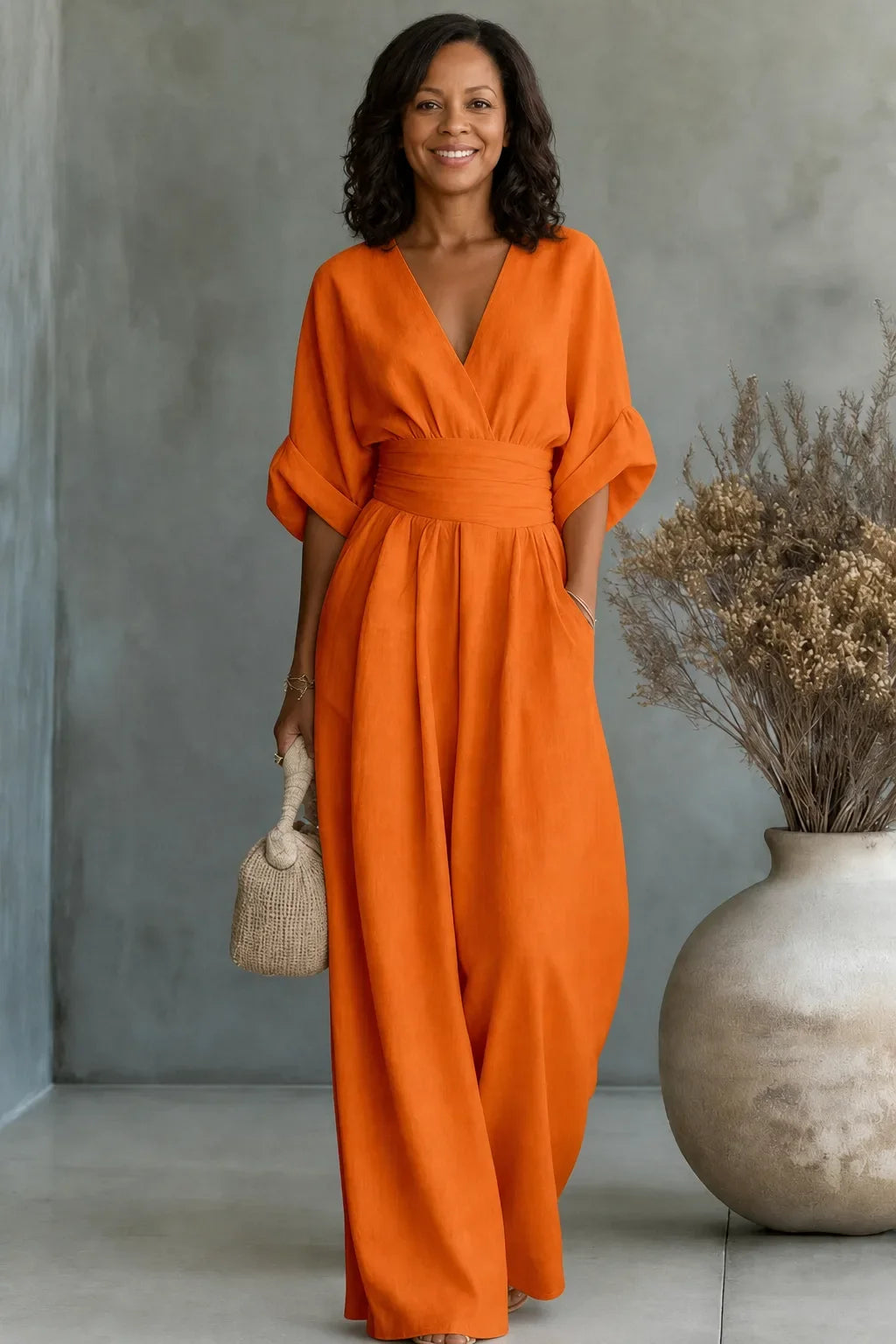 Maevra | V-Neck Wide-Leg Jumpsuit