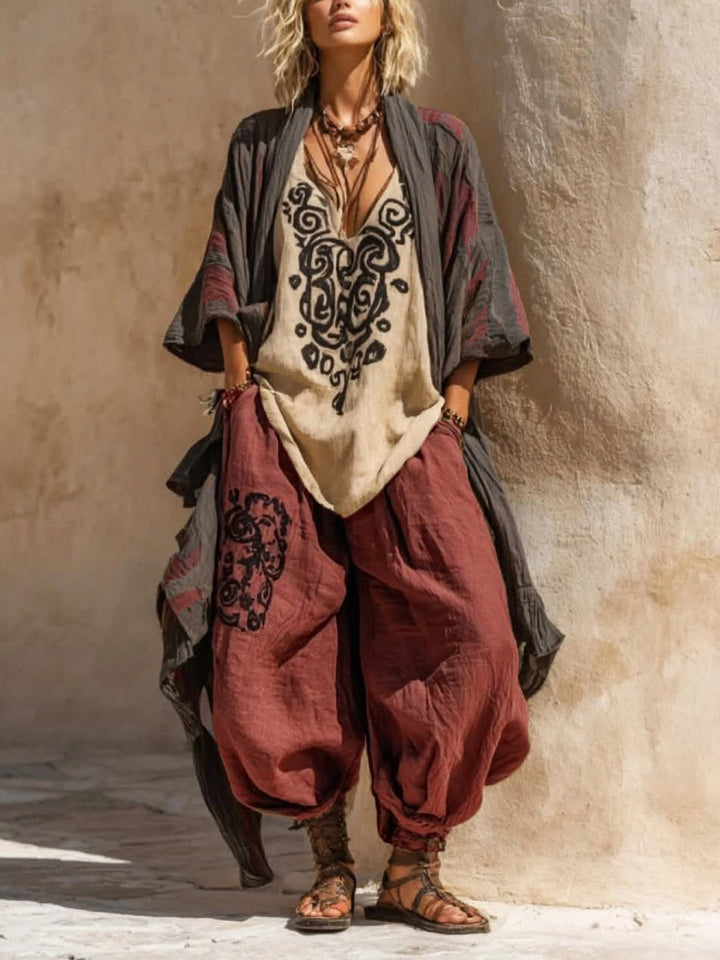 Ornella | Bohemian Artistic Set in Linen and Cotton